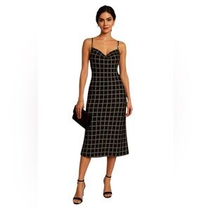 Michael Kors Sleek & Simple Slip Dress Black Gold Chainlink Gold Hardware Large